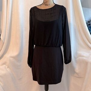 Banana Republic Black Sheer Long Sleeve Dress